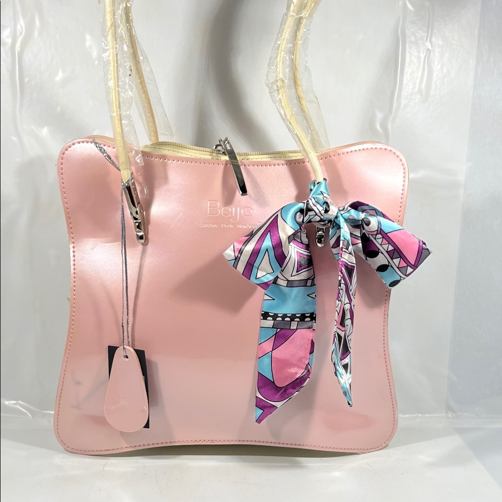 Beijo Light Pink Tote with Patterned Scarf